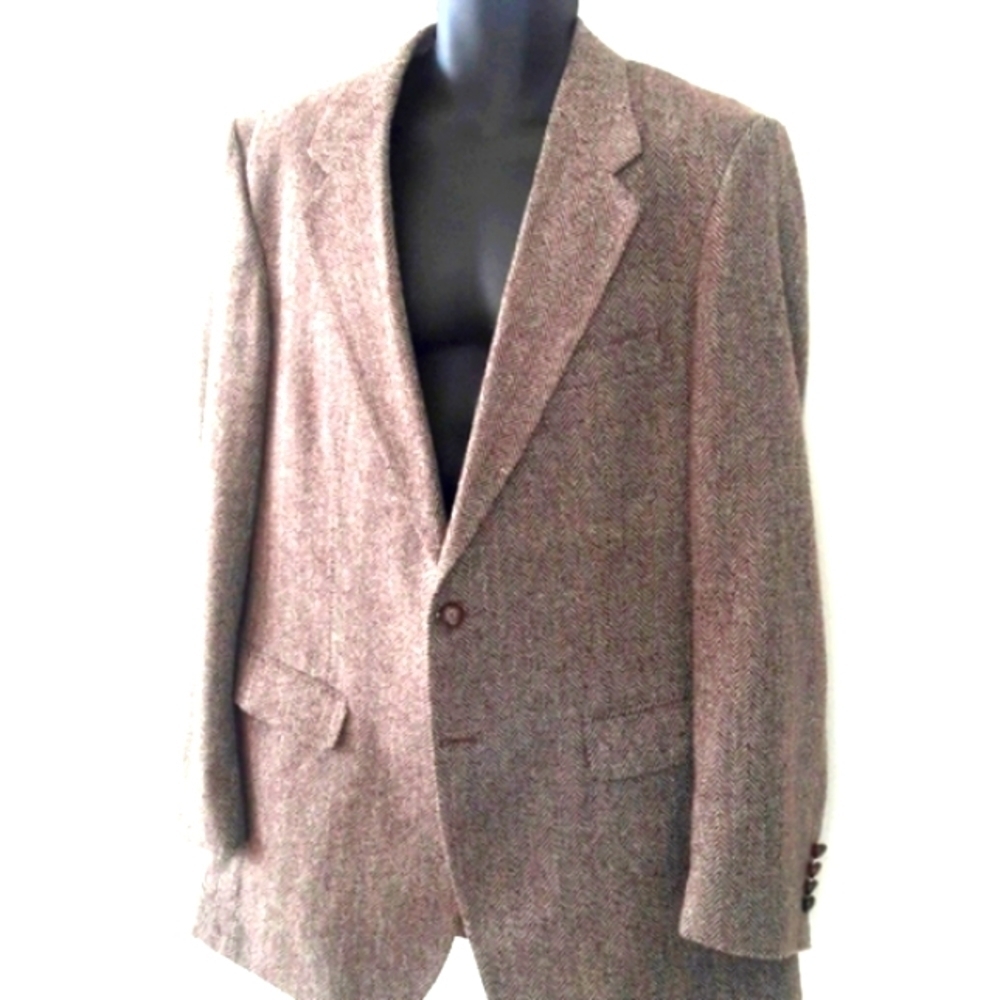 JOE NAMATH Signature Collection Brown Herringbone Blazer, 44 - Picture 3 of 7